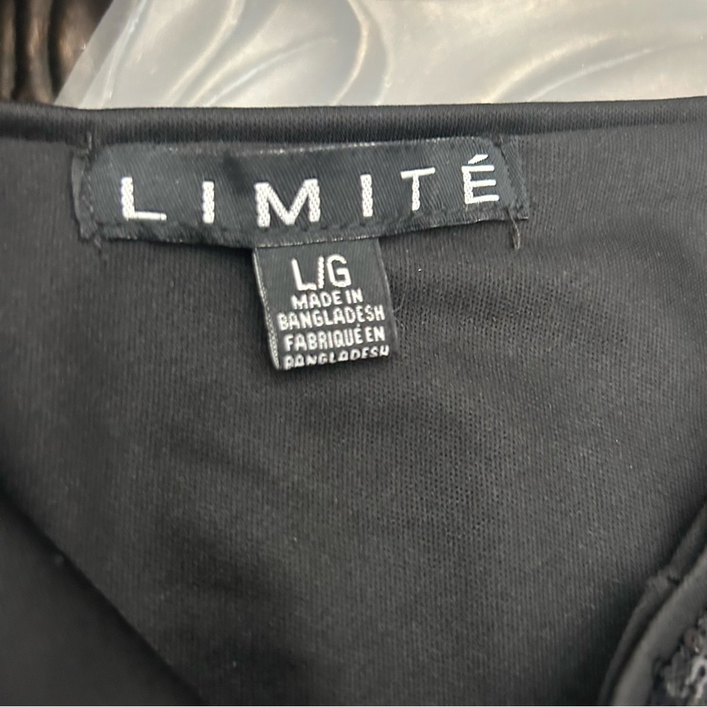 Limite Black Sequin Mini Dress | Stretch | Size L - Picture 3 of 5